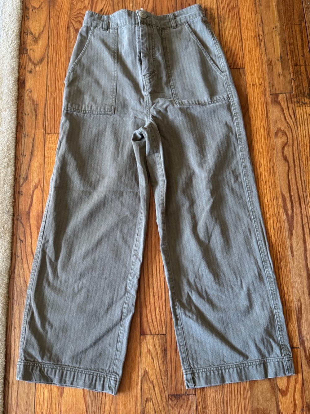 Free People High Waist Wide Leg Utility Pants in Olive